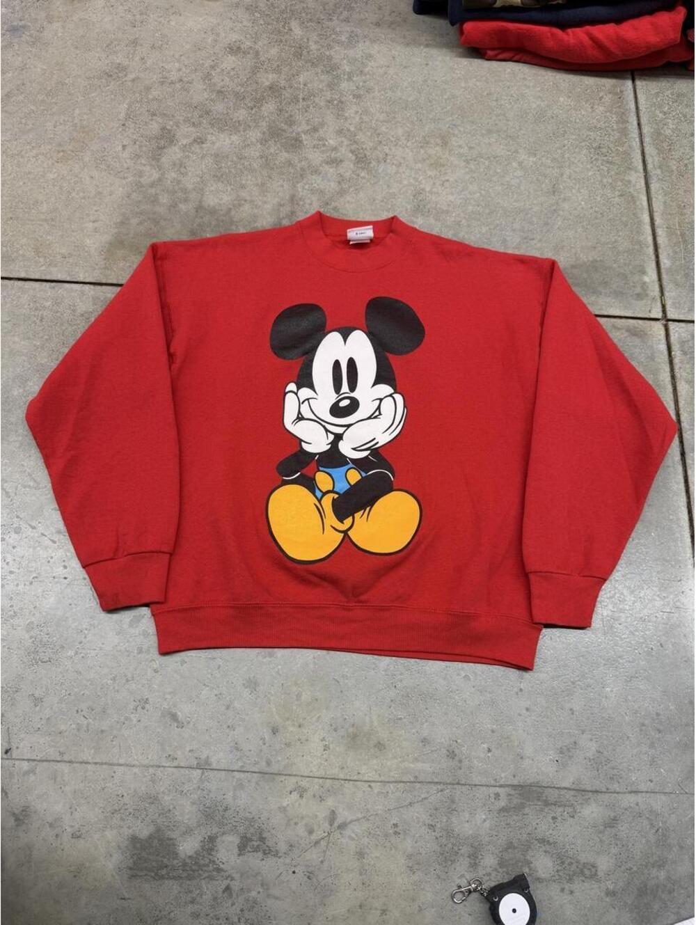 vintage mickey mouse disney made in usa red big logo crewneck size large